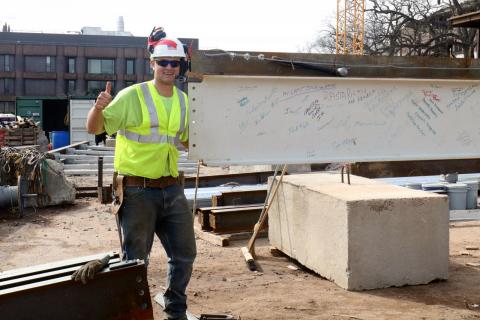 Construction worker giving the thumbs up!