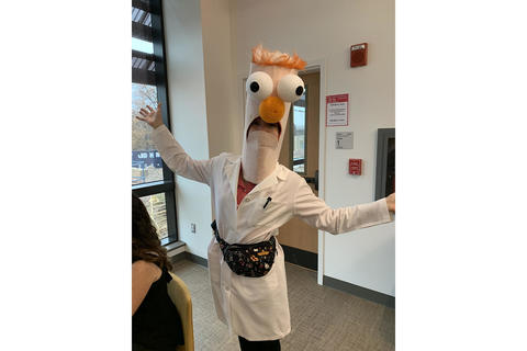 person in a beaker costume from the muppets