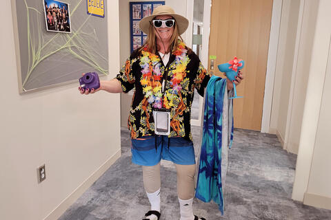 person dressed up as gaudy tourist
