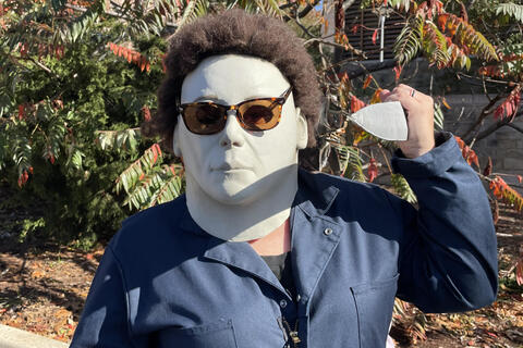person in costume michael myers from halloween movies